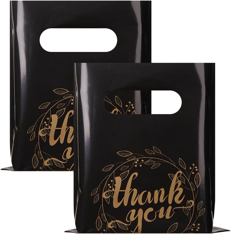 Wishop 100-Piece Black Thank You Gift Bags - Party Favors (6.3x7.9 Inches) - Image 1